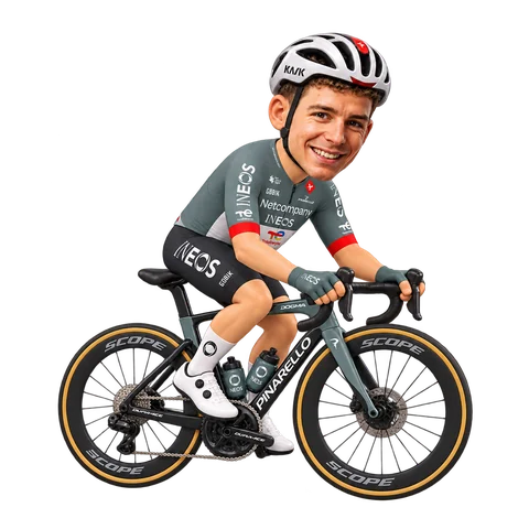 Illustration von Kim Heiduk im 2026er Trikot von Netcompany INEOS