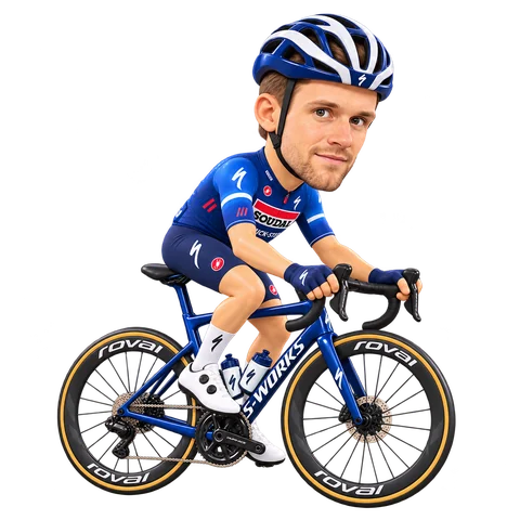 Illustration von Laurenz Rex im 2026er Trikot von Soudal Quick-Step