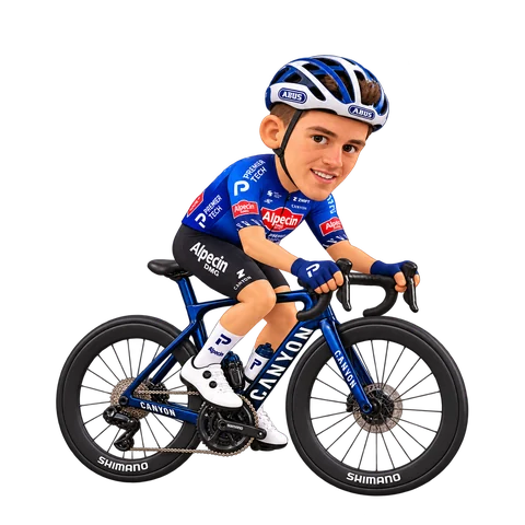 Illustration von Lindsay de Vylder im 2026er Trikot von Alpecin-Premier Tech