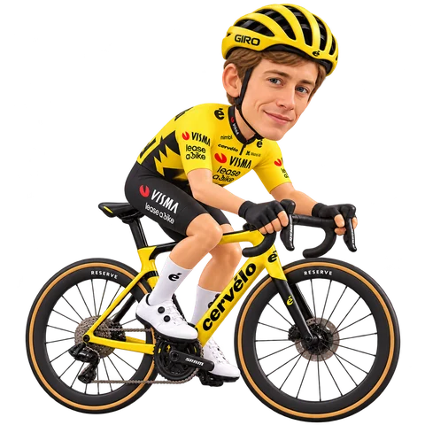 Illustration von Loe van Belle im 2026er Trikot von Team Visma | Lease a Bike
