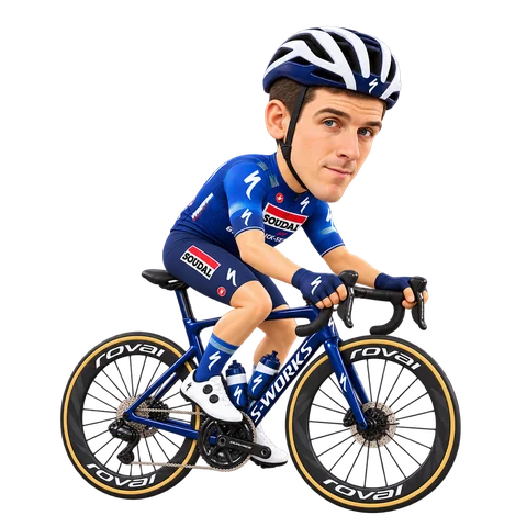 Illustration von Louis Vervaeke im 2026er Trikot von Soudal Quick-Step