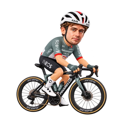 Illustration von Lucas Hamilton im 2026er Trikot von Netcompany INEOS