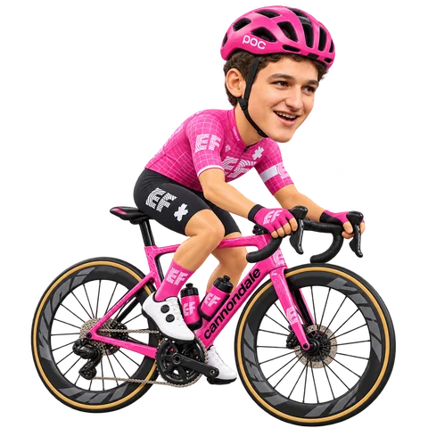 Illustration von Lukas Nerurkar im 2026er Trikot von EF Education-EasyPost