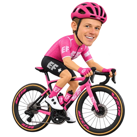 Illustration von Luke Lamperti im 2026er Trikot von EF Education-EasyPost