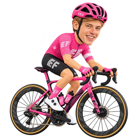 Illustration von Madis Mihkels im 2026er Trikot von EF Education-EasyPost