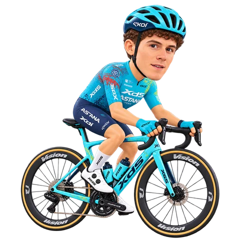Illustration von Marco Schrettl im 2026er Trikot von XDS Astana Team