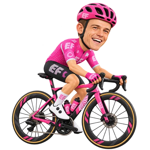Illustration von Marijn van den Berg im 2026er Trikot von EF Education-EasyPost