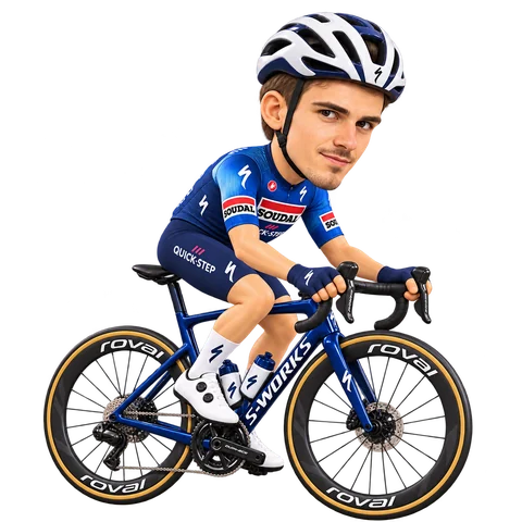 Illustration von Martin Svrček im 2026er Trikot von Soudal Quick-Step