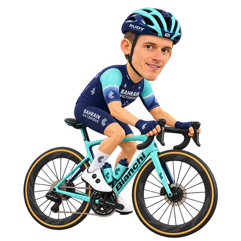Illustration von Matej Mohorič im 2026er Trikot von Bahrain Victorious