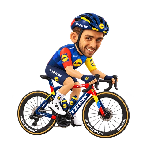 Illustration von Matteo Sobrero im 2026er Trikot von Lidl–Trek