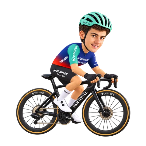 Illustration von Matthew Riccitello im 2026er Trikot von Decathlon CMA CGM