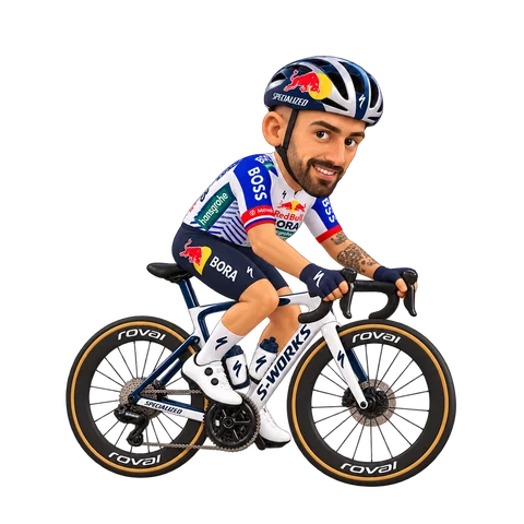 Illustration de Mattia Cattaneo dans la tenue 2026 de Red Bull–BORA–hansgrohe