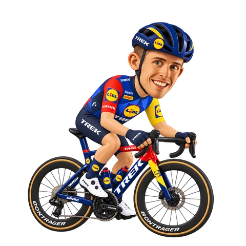 Illustration von Mattias Skjelmose im 2026er Trikot von Lidl–Trek