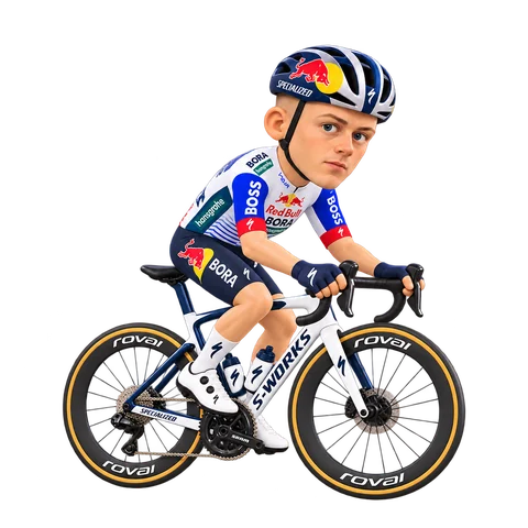 Illustration de Maxim van Gils dans la tenue 2026 de Red Bull–BORA–hansgrohe