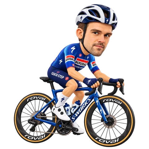 Illustration von Maximilian Schachmann im 2026er Trikot von Soudal Quick-Step