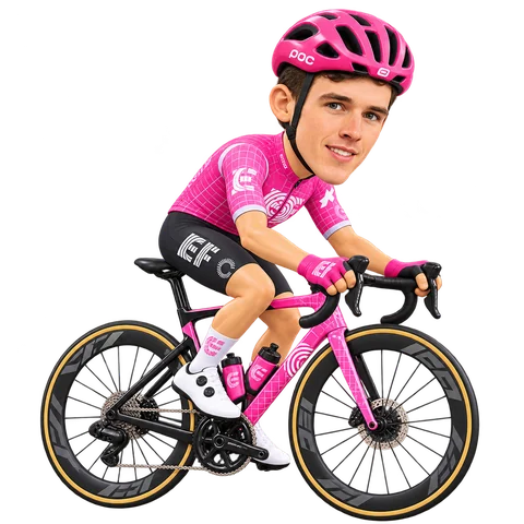 Illustratie van Michael Leonard in het tenue van EF Education-EasyPost (2026)