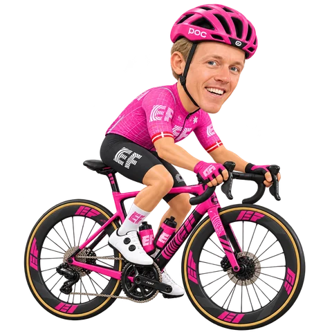 Illustration von Michael Valgren im 2026er Trikot von EF Education-EasyPost