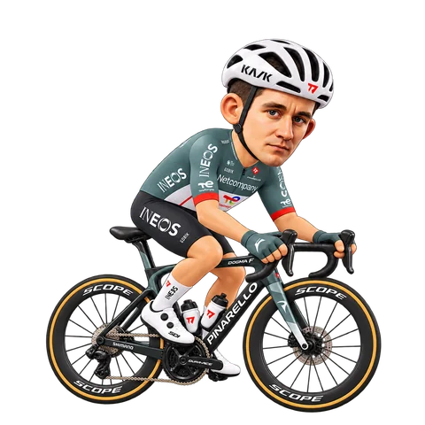 Illustration von Michał Kwiatkowski im 2026er Trikot von Netcompany INEOS