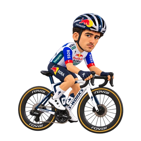 Illustration von Mick van Dijke im 2026er Trikot von Red Bull–BORA–hansgrohe