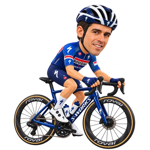 Illustration von Mikel Landa im 2026er Trikot von Soudal Quick-Step