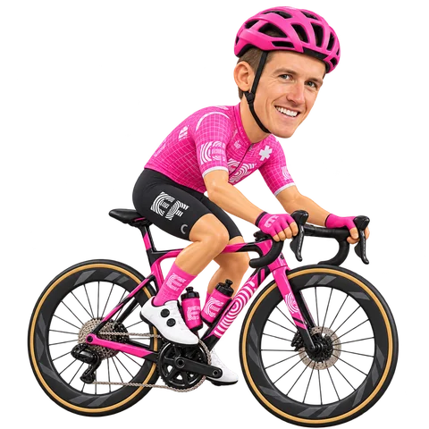 Illustration von Mikkel Frølich Honoré im 2026er Trikot von EF Education-EasyPost