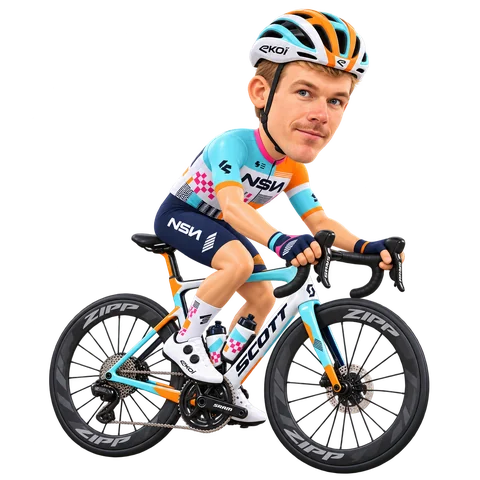 Illustrazione di Nick Schultz con la divisa 2026 della NSN Cycling Team