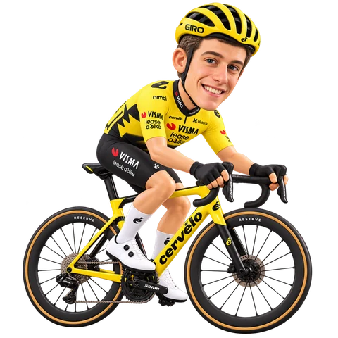 Illustration von Niklas Behrens im 2026er Trikot von Team Visma | Lease a Bike