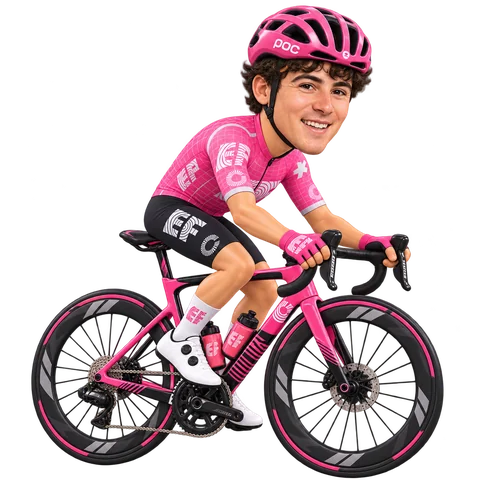 Illustration von Noah Hobbs im 2026er Trikot von EF Education-EasyPost