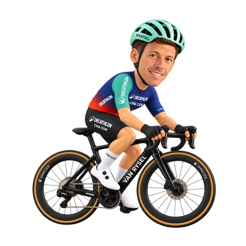 Illustration von Oliver Naesen im 2026er Trikot von Decathlon CMA CGM