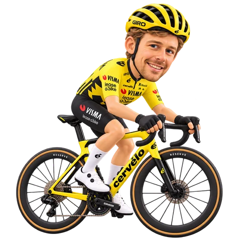 Illustration von Owain Doull im 2026er Trikot von Team Visma | Lease a Bike