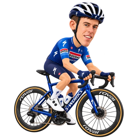 Illustration von Pascal Eenkhoorn im 2026er Trikot von Soudal Quick-Step