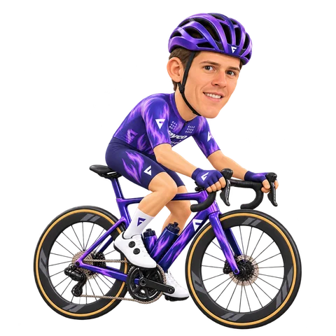 Illustration von Patrick Gamper im 2026er Trikot von Team Jayco AlUla