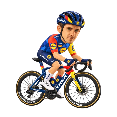 Illustration von Patrick Konrad im 2026er Trikot von Lidl–Trek