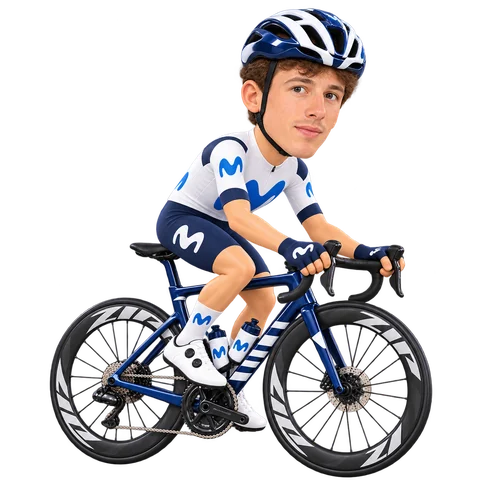 Illustrazione di Pavel Novák con la divisa 2026 della Movistar Team