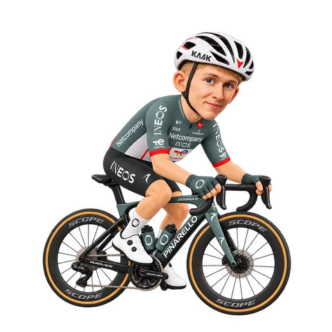 Illustration von Peter Øxenberg im 2026er Trikot von Netcompany INEOS