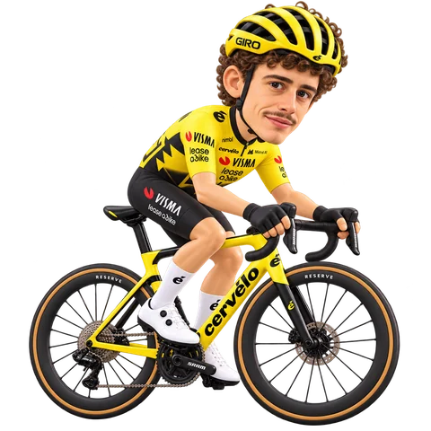 Illustration von Pietro Mattio im 2026er Trikot von Team Visma | Lease a Bike