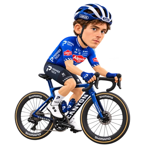 Illustration von Ramses Debruyne im 2026er Trikot von Alpecin-Premier Tech