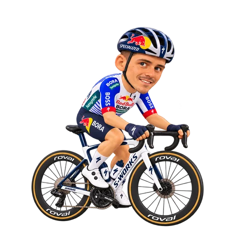 Illustration de Remco Evenepoel dans la tenue 2026 de Red Bull–BORA–hansgrohe