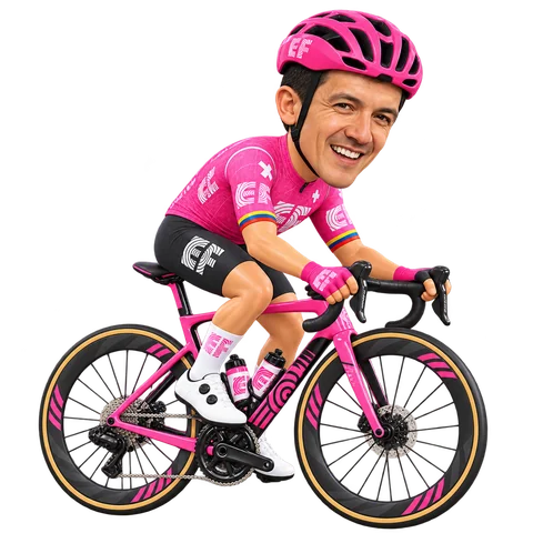Illustration von Richard Carapaz im 2026er Trikot von EF Education-EasyPost