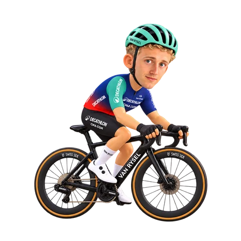 Illustration von Robbe Ghys im 2026er Trikot von Decathlon CMA CGM