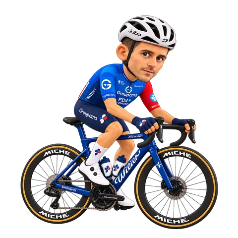 Illustrazione di Rudy Molard con la divisa 2026 della Groupama-FDJ UNITED