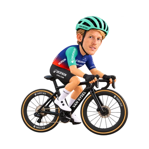 Illustration von Sander de Pestel im 2026er Trikot von Decathlon CMA CGM