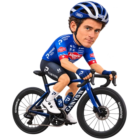 Illustration von Silvan Dillier im 2026er Trikot von Alpecin-Premier Tech