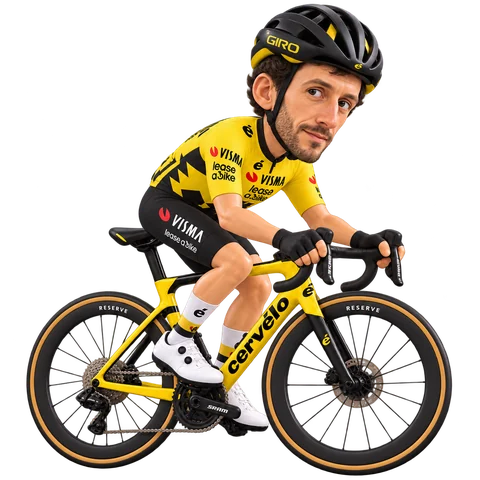 Illustration von Simon Yates im 2025er Trikot von Team Visma | Lease a Bike