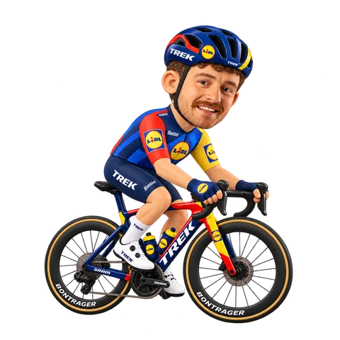 Illustration von Simone Consonni im 2026er Trikot von Lidl–Trek