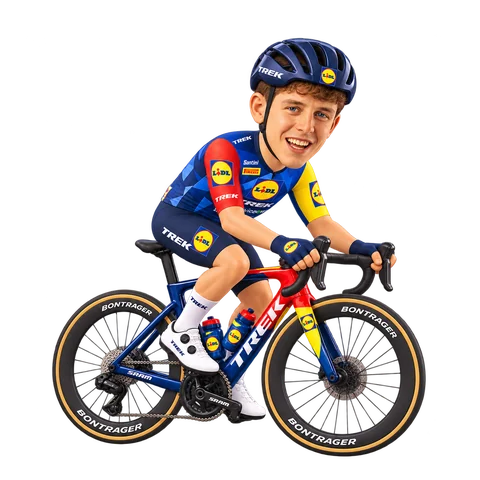 Illustration von Tim Torn Teutenberg im 2026er Trikot von Lidl–Trek