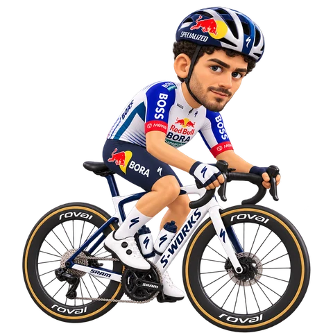 Illustration von Tim van Dijke im 2026er Trikot von Red Bull–BORA–hansgrohe
