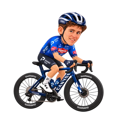 Illustration von Tobias Bayer im 2026er Trikot von Alpecin-Premier Tech
