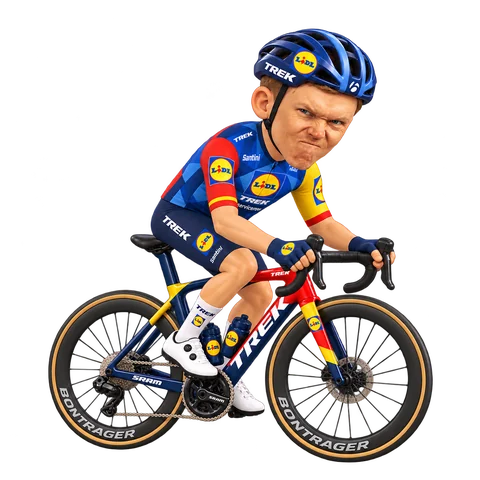 Illustration von Toms Skujiņš im 2026er Trikot von Lidl–Trek