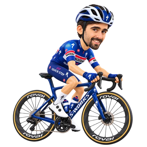 Illustration von Valentin Paret-Peintre im 2026er Trikot von Soudal Quick-Step